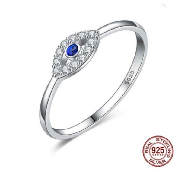 925 Sterling Silver Tiny Lucky Eye Ring - Picture 2 of 9